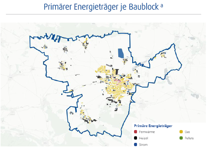 Primärer Energieträger je Baublock