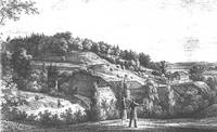 Blick auf die Spiegelsberge, Lithografie C. Robolsky, 19. Jh.