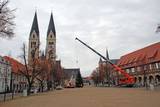 Und da steht er - der Weihnachtsbaum auf dem Domplatz von Halberstadt
