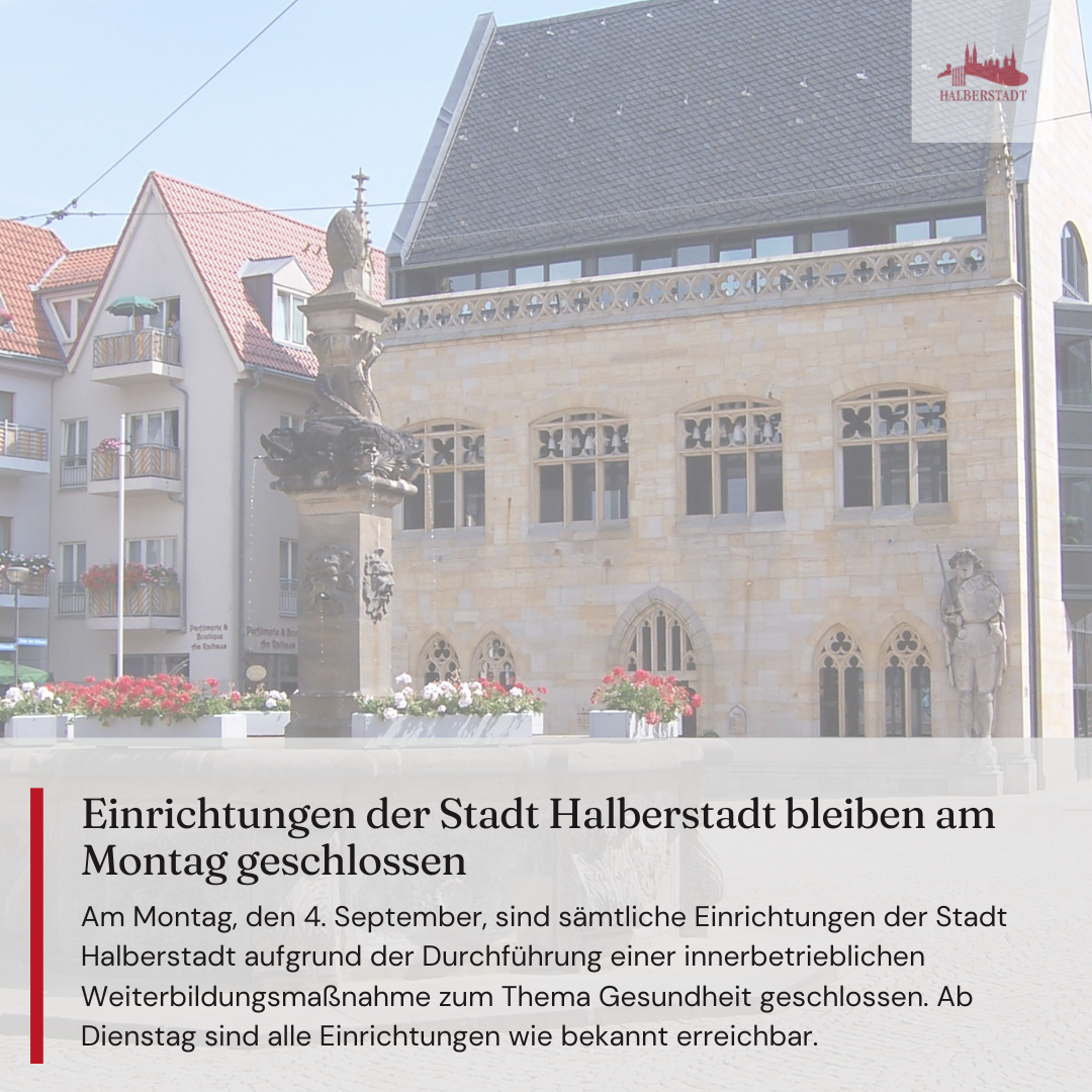 Einrichtungen der Stadt bleiben am Montag geschlossen Einrichtungen der Stadt bleiben am Montag geschlossen