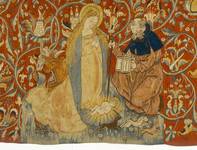 Domschatz Halberstadt_Marienteppich_Detail Geburt Christi_