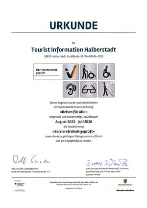 Zertifikat 'Reisen für Alle'