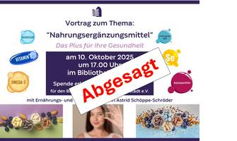 Vortrag Nahrungsergänzungsmittel abgesagt