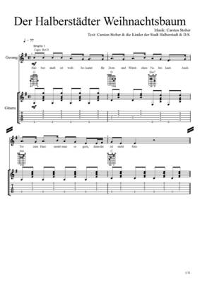 Der Halberstädter Weihnachtsbaum - Seite 1 02 1 Noten komplett für Melodie und Gitarre   Der Halberstädter Weihnachtsbaum Seite 01