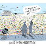 Einladung zur Ausstellungseröffnung „Glänzende Aussichten – 99 Karikaturen zu Klima, Konsum und anderen Katastrophen“ im Städtischen Museum Halberstadt &copy;Nel / Misereor.