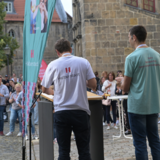 Oberbürgermeister Daniel Szarata und Stefan Meyer vom BGM eröffneten den 2. Halberstädter Gesundheitstag für die Mitarbeitenden der Stadtverwaltung. ©Holger Wegener