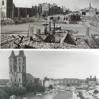 Das Halberstädter Zentrum nach der zerstörung und 1990