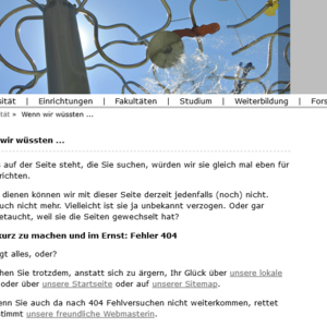 Ehemalige Fehlerseite der Universität Augsburg