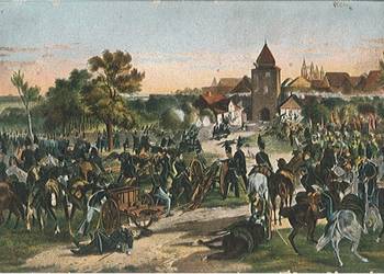 Erstürmung des Kühlinger Tores durch den Schwarzen Herzog, Friedrich Wilhelm von Braunschweig Oels am 29. Juli 1809, Städtisches Museum Halberstadt.