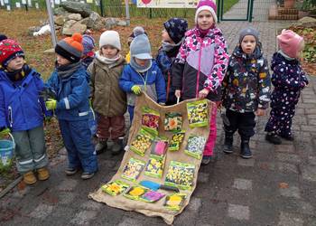 Die Spatzennestkinder freuen sich auf ein buntes Blütenmeer vor ihrer Kita