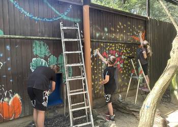 Graffiti-Projekt im Tiergarten Halberstadt: Jugendliche gestalten Dschungelmotiv ©Stadt Halberstadt