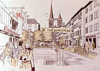 Entwurf zur Umgestaltung des Breiten Wegs zur Fußgängerzone, 1976 ©Sammlung Städtisches Museum Halberstadt