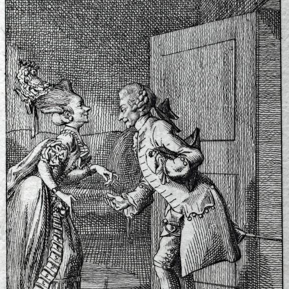 2026 08 14 Der Gruß. Detail aus Natürliche und affektirte Handlungen des Lebens, 1778, Gleimhaus