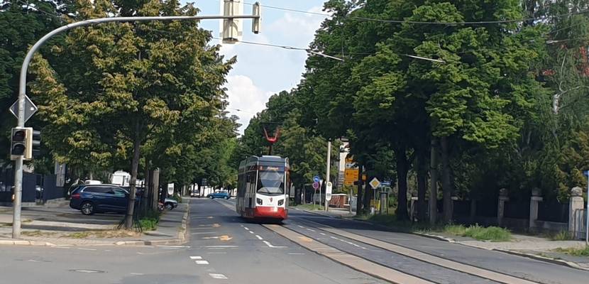Straßenbahn in der Spiegelstraße © Stadt Halberstadt