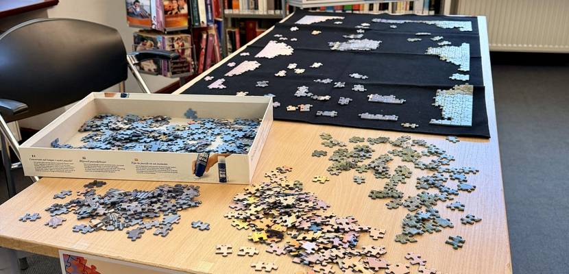 Neu bei uns: Puzzeln auf der 1. Ebene © Stadtbibliothek "Heinrich Heine" Stück für Stück - neues Angebot während der Öffnungszeiten